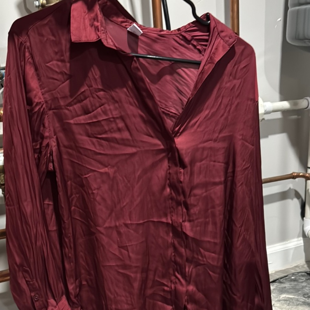 Old Navy burgundy Button Down Shirt with Notched Collar